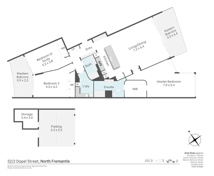 Floorplan of Homely apartment listing, 32/2 Doepel Street, North Fremantle WA 6159