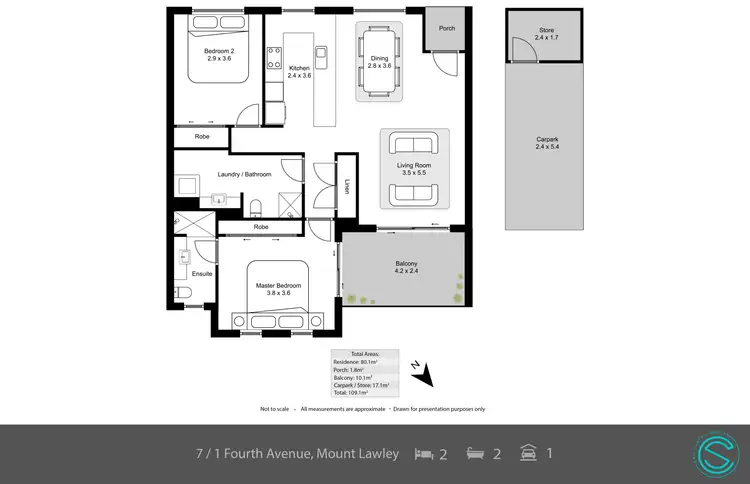 Floorplan of Homely apartment listing, 7/1 Fourth Avenue, Mount Lawley WA 6050