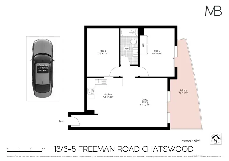 Floorplan of Homely unit listing, 13/3-5 Freeman Road, Chatswood NSW 2067