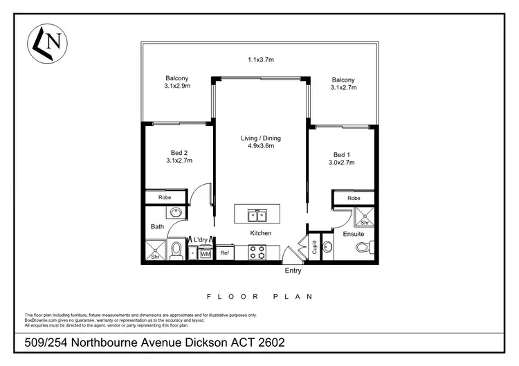 Floorplan of Homely apartment listing, 509/254 Northbourne Avenue, Dickson ACT 2602