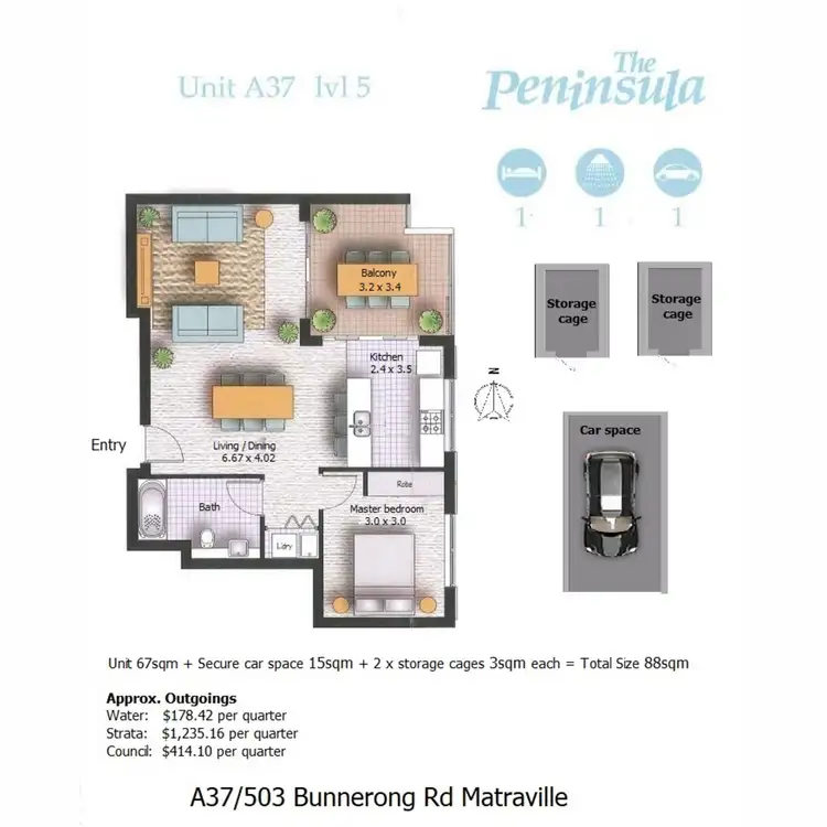 Floorplan of Homely apartment listing, A37/503 Bunnerong Road, Matraville NSW 2036