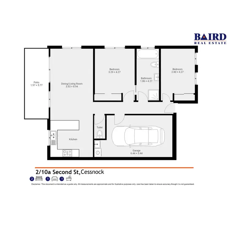 Floorplan of Homely semi-detached listing, 2/10a Second Street, Cessnock NSW 2325
