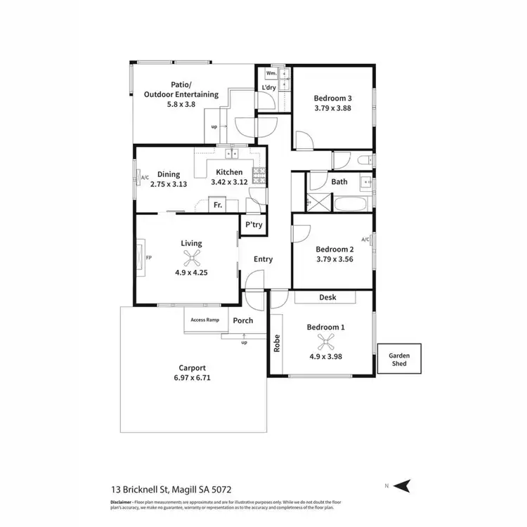 Floorplan of Homely house listing, 13 Bricknell Street, Magill SA 5072