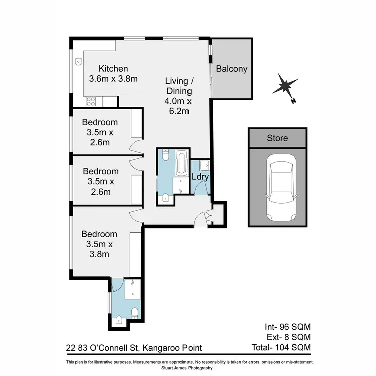 Floorplan of Homely unit listing, 22/83 O'Connell Street, Kangaroo Point QLD 4169