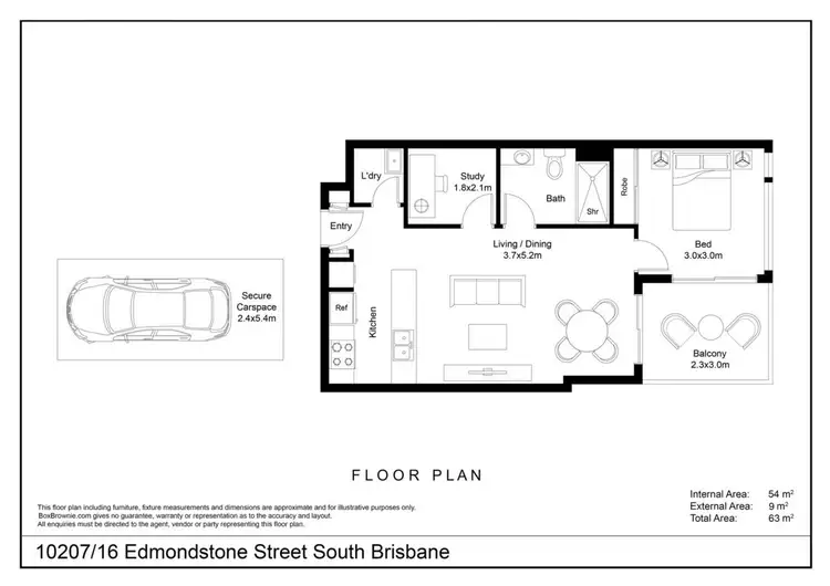 Floorplan of Homely apartment listing, 10207/16 Edmondstone Street, South Brisbane QLD 4101
