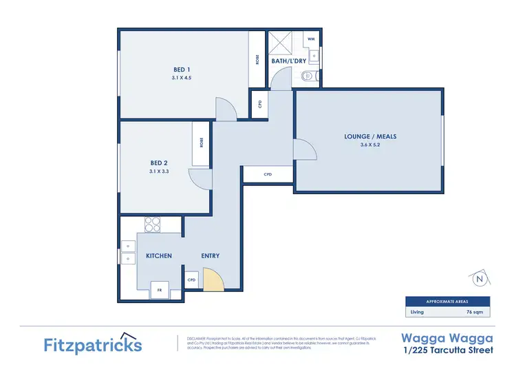 Floorplan of Homely unit listing, 1/225 Tarcutta Street, Wagga Wagga NSW 2650