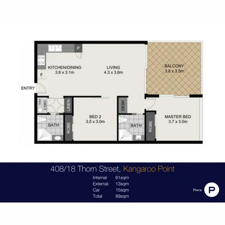Floorplan of Homely unit listing, 408/18 Thorn Street, Kangaroo Point QLD 4169