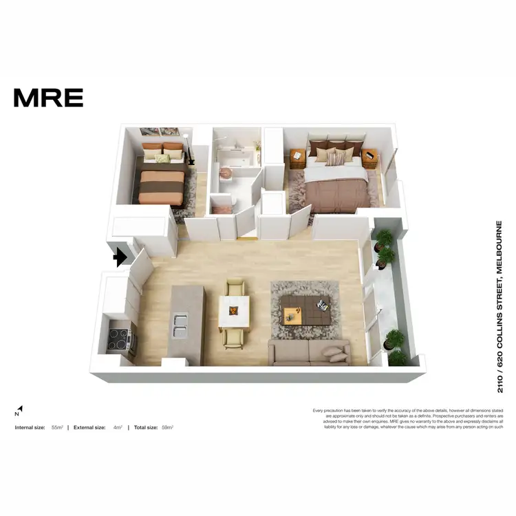 Floorplan of Homely apartment listing, 2110/620 Collins Street, Melbourne VIC 3000