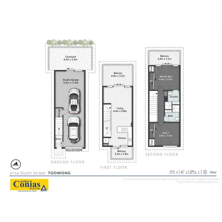 Floorplan of Homely townhouse listing, 2/14 Quinn Street, Toowong QLD 4066