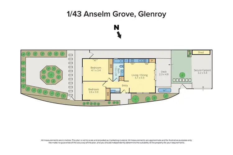 Floorplan of Homely unit listing, 1/43 Anselm Grove, Glenroy VIC 3046