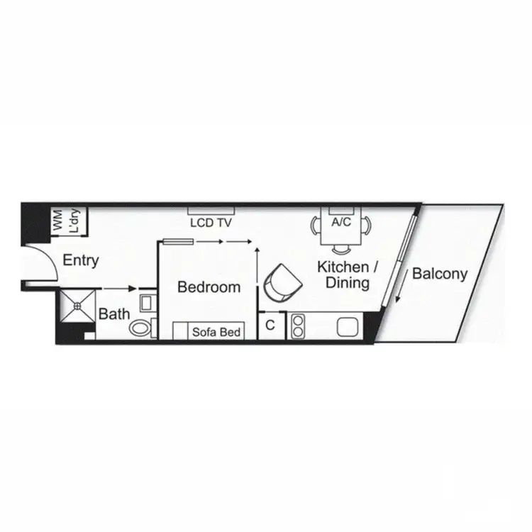 Floorplan of Homely apartment listing, 210/243 Franklin Street, Melbourne VIC 3000