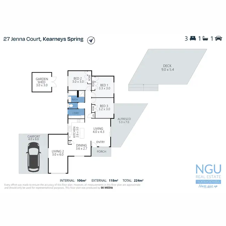 Floorplan of Homely house listing, 27 Jenna Court, Kearneys Spring QLD 4350