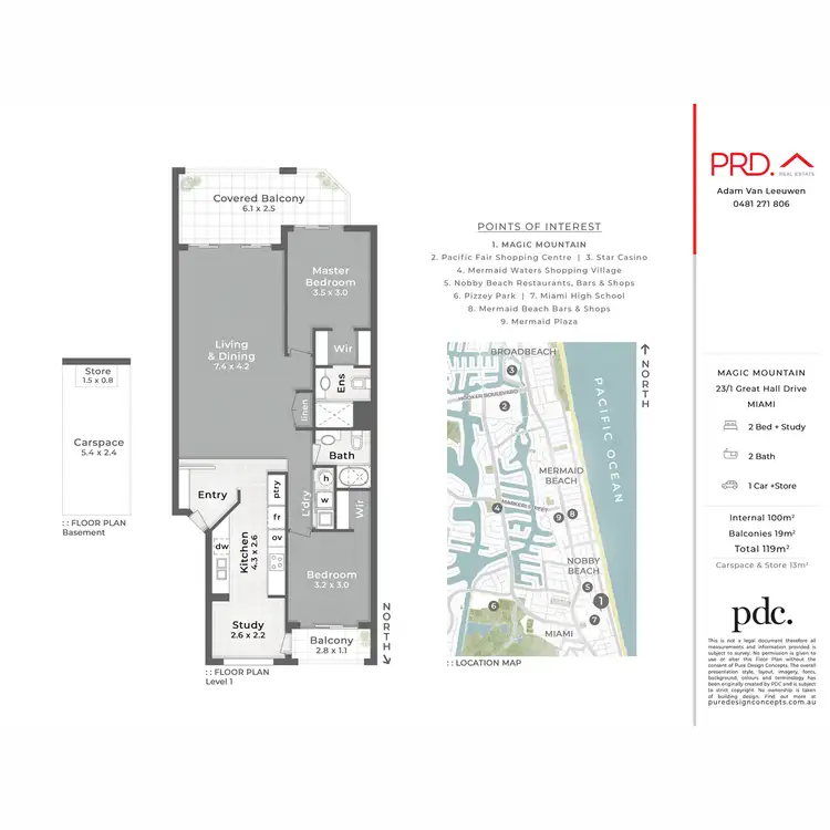 Floorplan of Homely unit listing, 23/1 Great Hall Drive, Miami QLD 4220