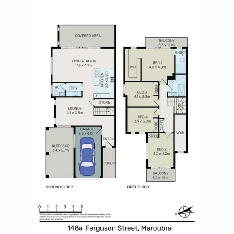Floorplan of Homely semi-detached listing, 148A Ferguson Street, Maroubra NSW 2035