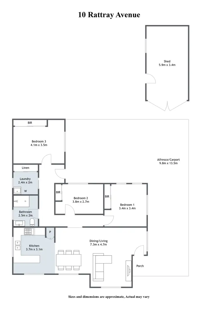 Floorplan of Homely house listing, 10 Rattray Avenue, Wangaratta VIC 3677