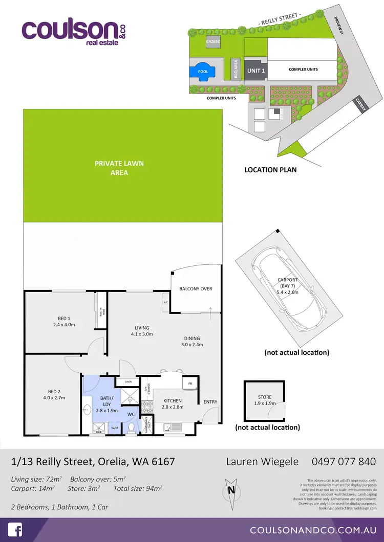 Floorplan of Homely apartment listing, 1/13 Reilly Street, Orelia WA 6167