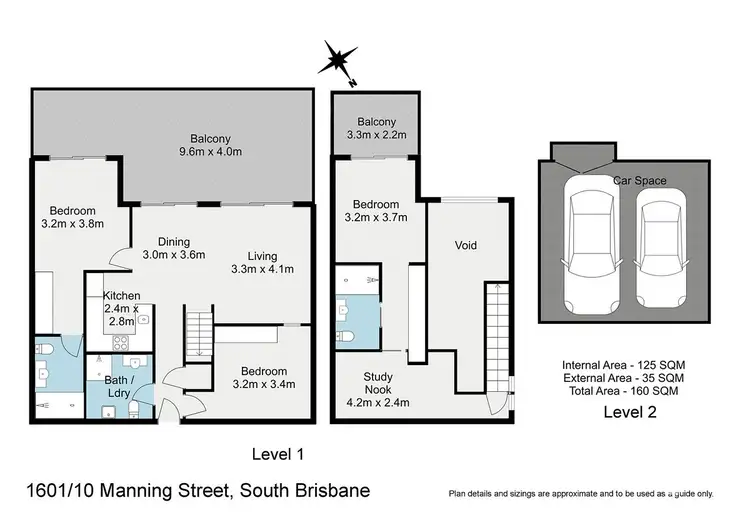 Floorplan of Homely apartment listing, 1601/10 Manning Street, South Brisbane QLD 4101