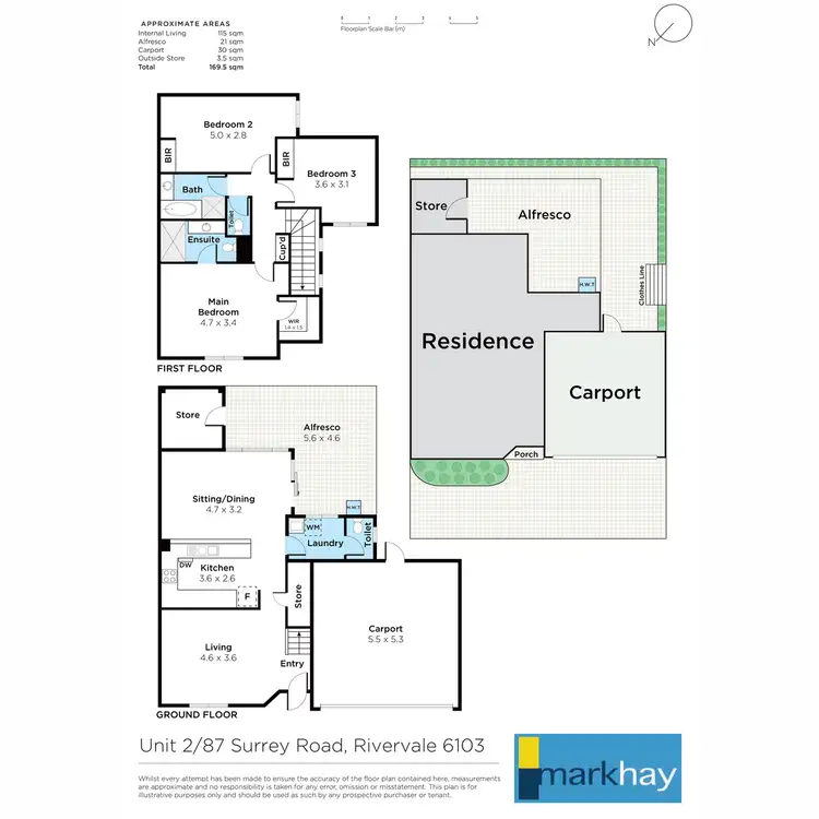 Floorplan of Homely townhouse listing, 2/87 Surrey Road, Rivervale WA 6103