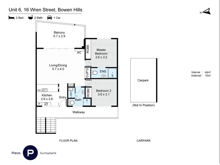 Floorplan of Homely unit listing, 6/16 Wren Street, Bowen Hills QLD 4006
