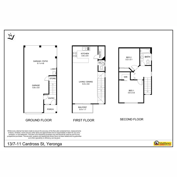 Floorplan of Homely townhouse listing, 13/7-11 Cardross Street, Yeronga QLD 4104