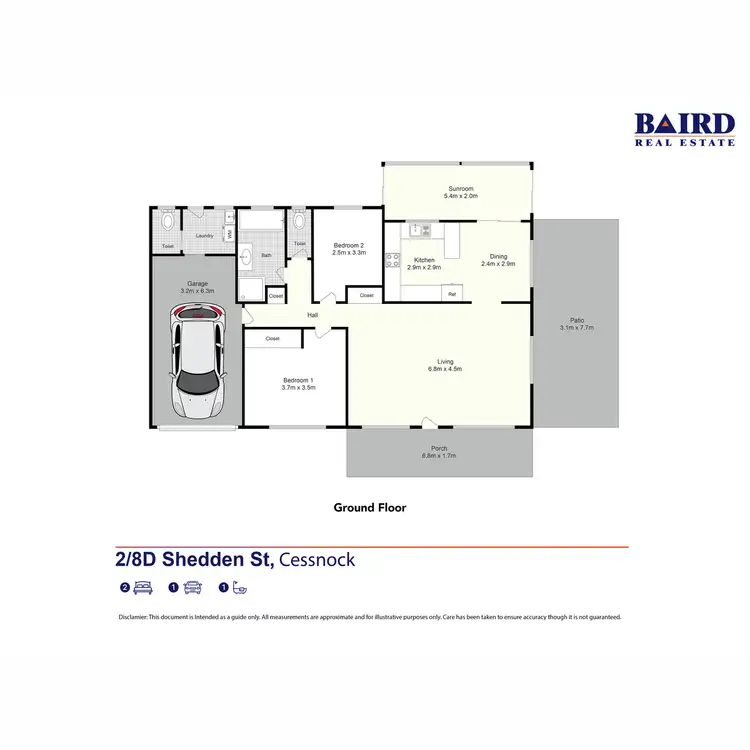 Floorplan of Homely unit listing, 2/8D Shedden Street, Cessnock NSW 2325