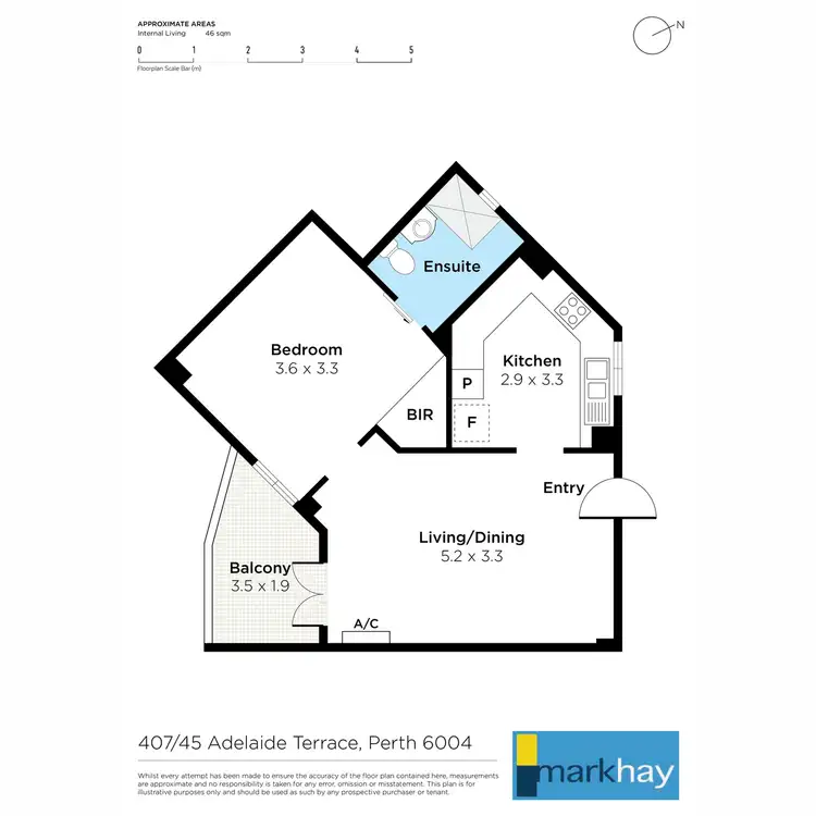 Floorplan of Homely apartment listing, 407/45 Adelaide Terrace, East Perth WA 6004