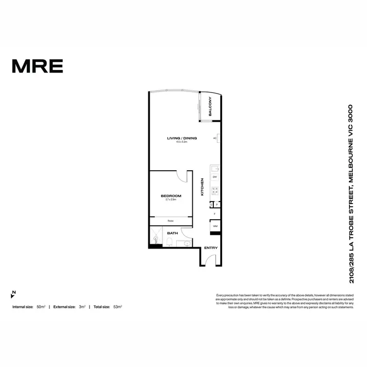 Floorplan of Homely apartment listing, 2108/285 La Trobe Street, Melbourne VIC 3000