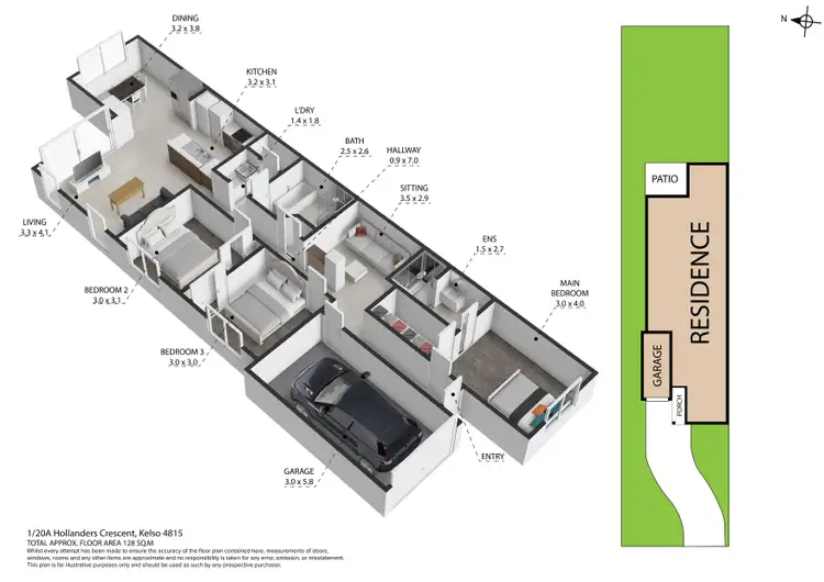Floorplan of Homely unit listing, 1/20a Hollanders Crescent, Kelso QLD 4815