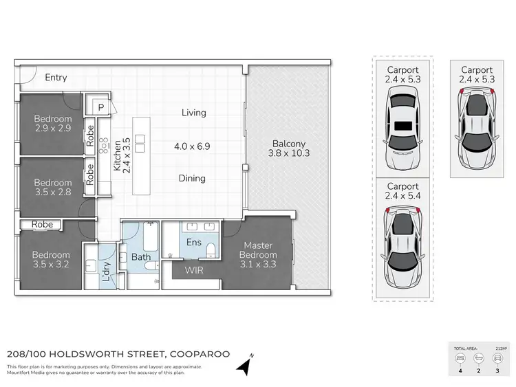 Floorplan of Homely apartment listing, 208/100 Holdsworth Street, Coorparoo QLD 4151
