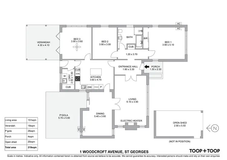 Floorplan of Homely house listing, 1 Woodcroft Avenue, St Georges SA 5064