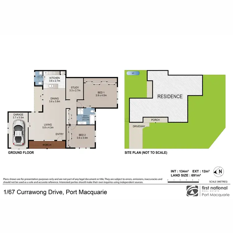 Floorplan of Homely semi-detached listing, 1/67 Currawong Drive, Port Macquarie NSW 2444