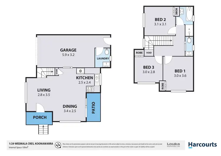 Floorplan of Homely townhouse listing, 1/29 Weemala Crescent, Koonawarra NSW 2530