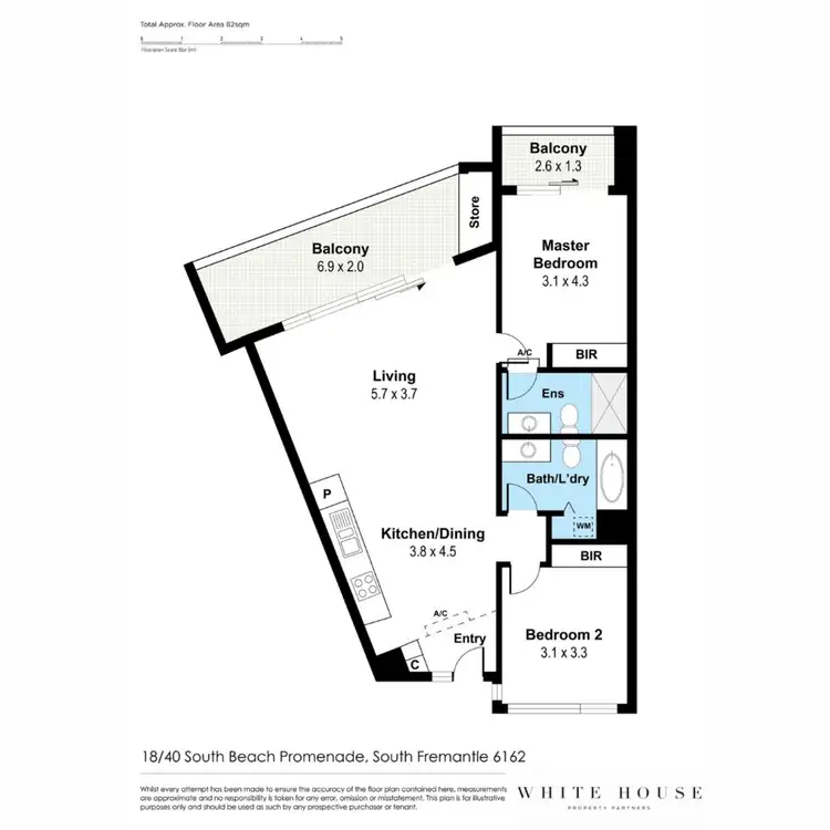 Floorplan of Homely apartment listing, 18/40 South Beach Promenade, South Fremantle WA 6162