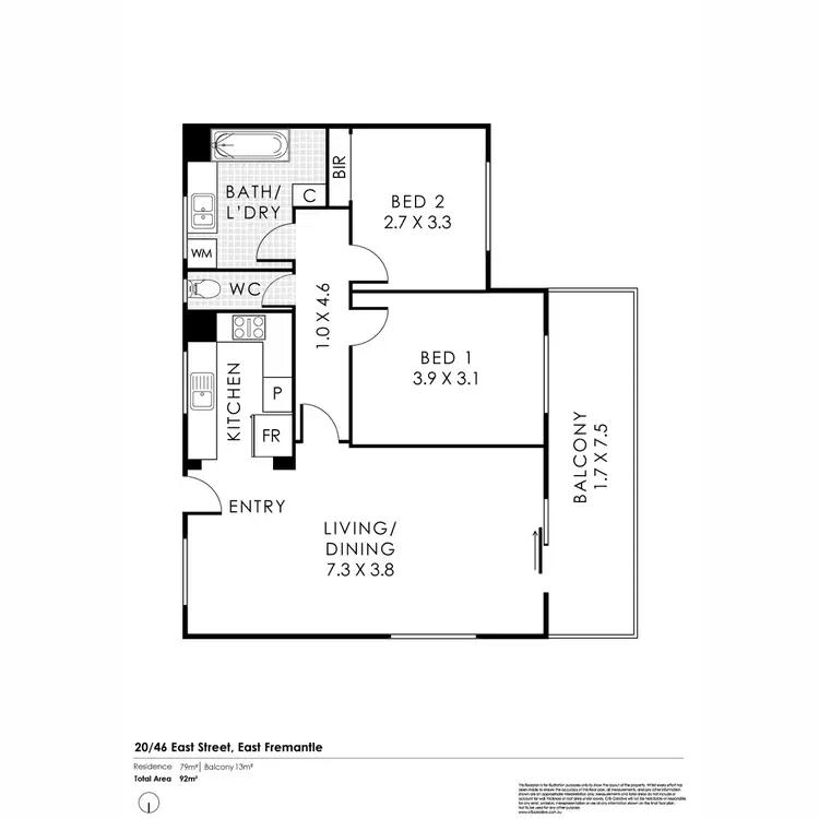 Floorplan of Homely apartment listing, 20/46 East Street, East Fremantle WA 6158