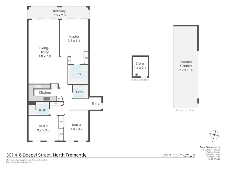 Floorplan of Homely apartment listing, 301/4-6 Doepel Street, North Fremantle WA 6159
