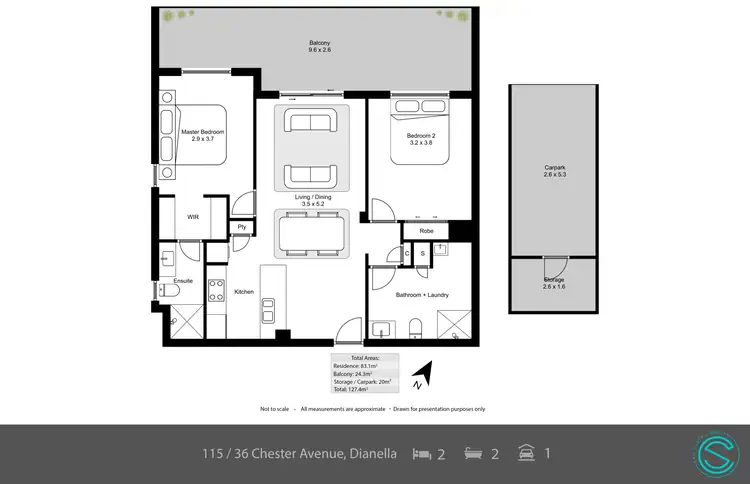 Floorplan of Homely apartment listing, 115/36 Chester Avenue, Dianella WA 6059