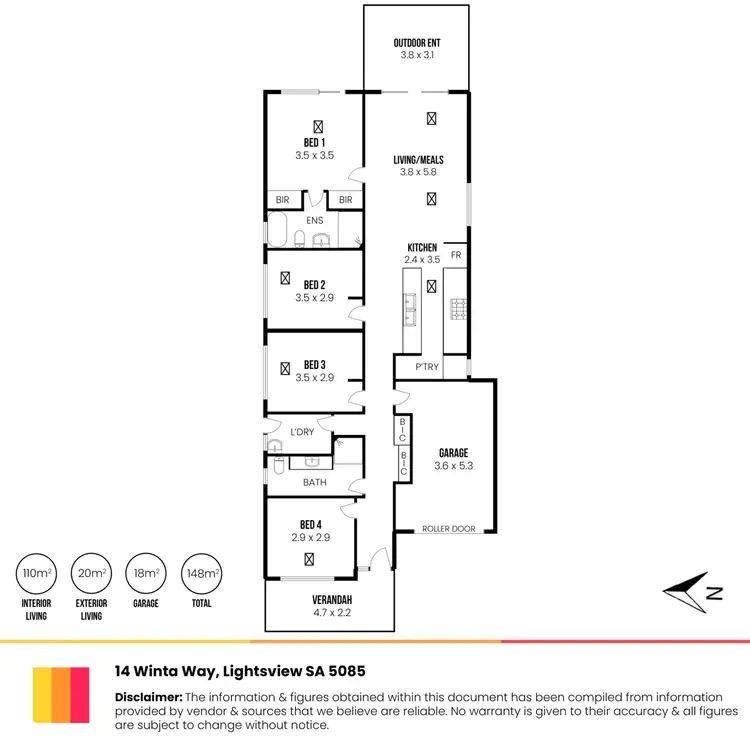 Floorplan of Homely house listing, 14 Winta Way, Lightsview SA 5085