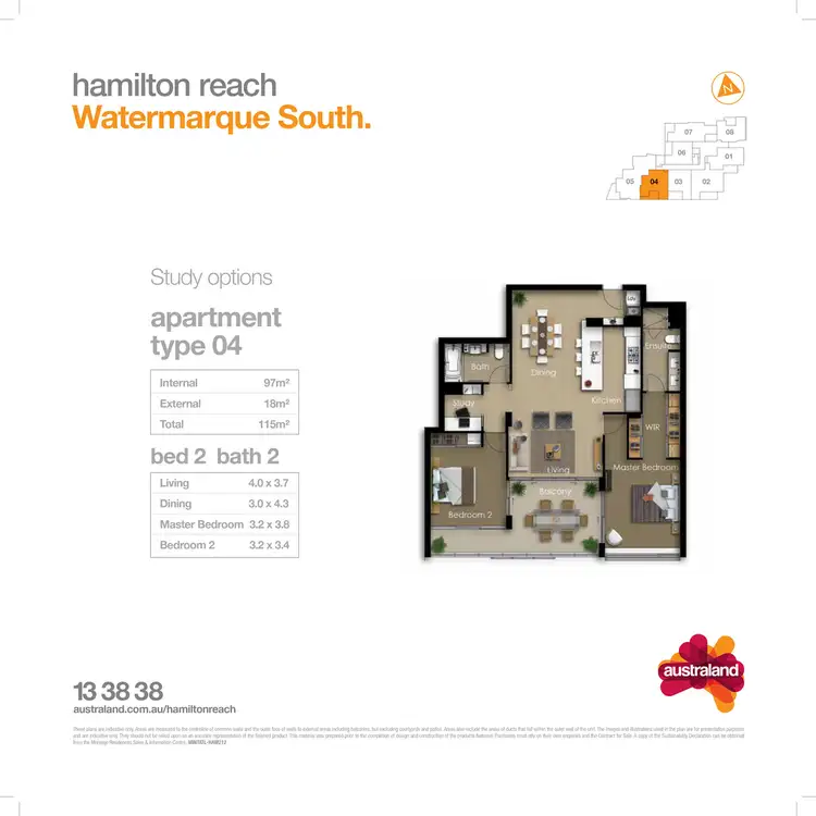 Floorplan of Homely unit listing, 1304/118 Parkside Circuit, Hamilton QLD 4007