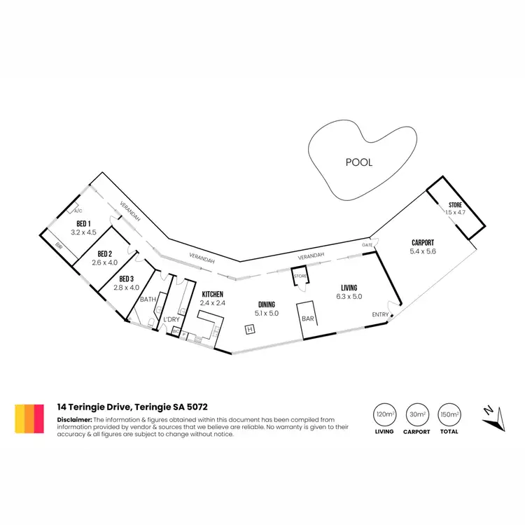 Floorplan of Homely house listing, 14 Teringie Drive, Teringie SA 5072