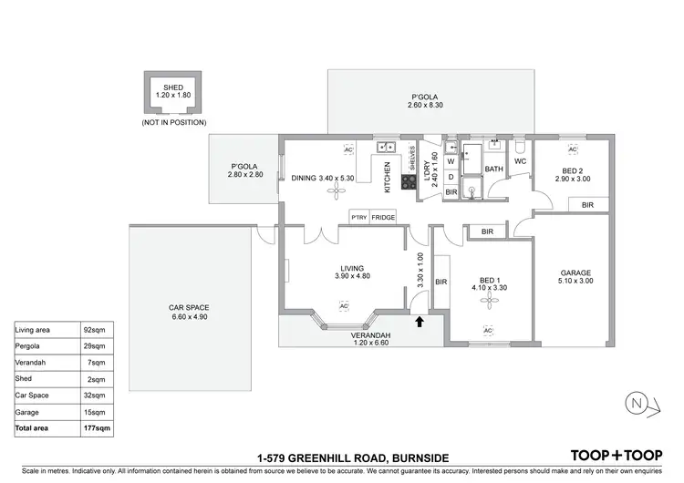 Floorplan of Homely unit listing, 1/579 Greenhill Road, Burnside SA 5066
