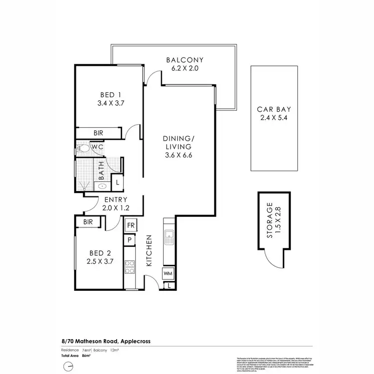 Floorplan of Homely apartment listing, 8/70 Matheson Road, Applecross WA 6153