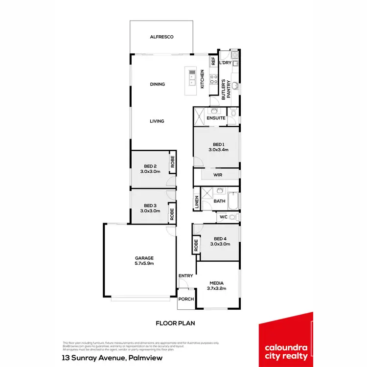 Floorplan of Homely house listing, 13 Sunray Avenue, Palmview QLD 4553