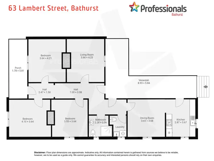 Floorplan of Homely semi-detached listing, 63 Lambert Street, Bathurst NSW 2795