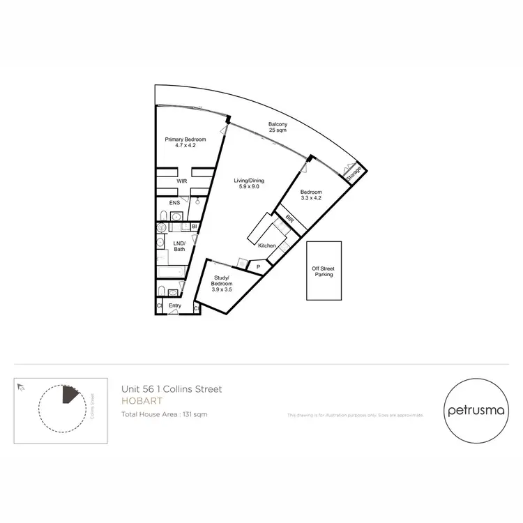 Floorplan of Homely apartment listing, 56/1 Collins Street, Hobart TAS 7000