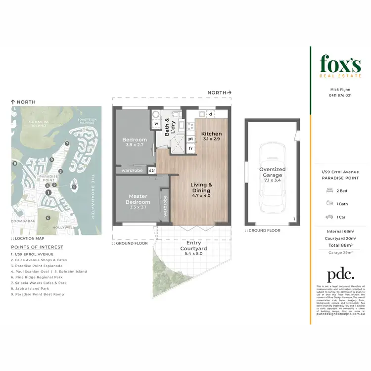 Floorplan of Homely unit listing, 1/59 Errol Avenue, Paradise Point QLD 4216