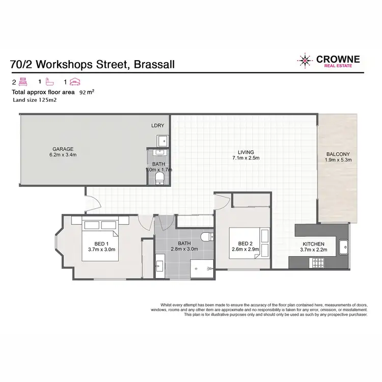 Floorplan of Homely semi-detached listing, 70/2 Workshops Street, Brassall QLD 4305