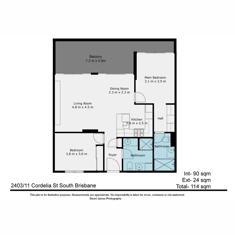 Floorplan of Homely apartment listing, 2403/10 Manning Street, South Brisbane QLD 4101