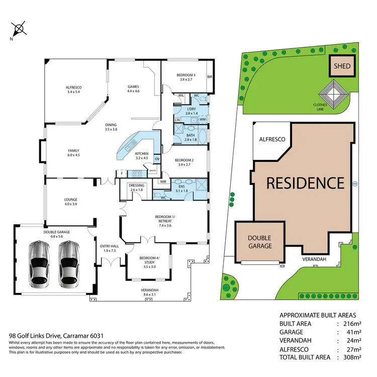 Floorplan of Homely house listing, 98 Golf Links Drive, Carramar WA 6031