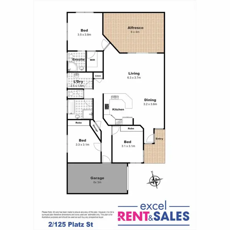 Floorplan of Homely semi-detached listing, 2/125 Platz Street, Darling Heights QLD 4350