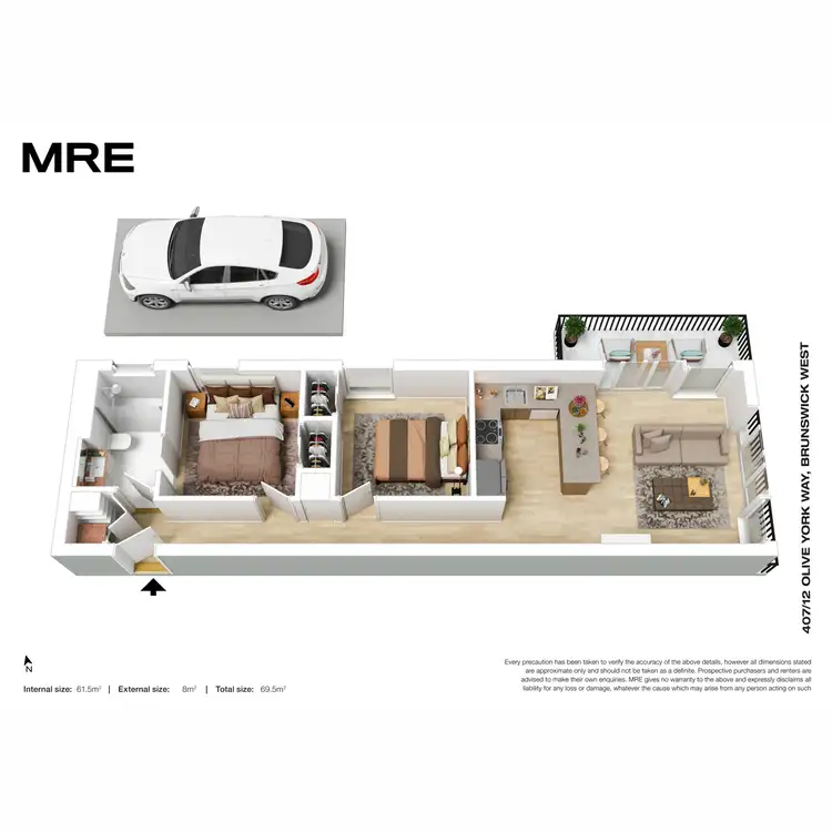 Floorplan of Homely apartment listing, 407/12 Olive York Way, Brunswick West VIC 3055
